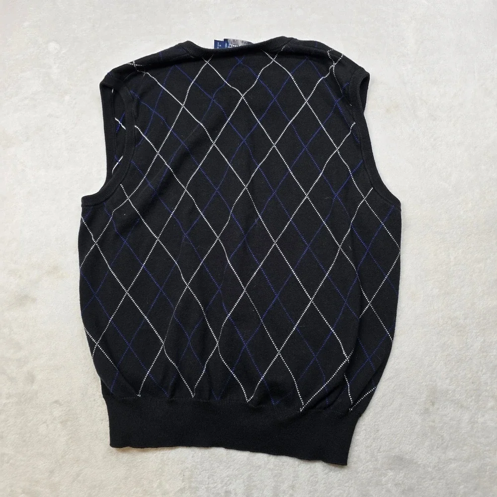 Polo Golf Ralph Lauren Argyle Sweater Vest Mens XL Black‎ Pima Cotton